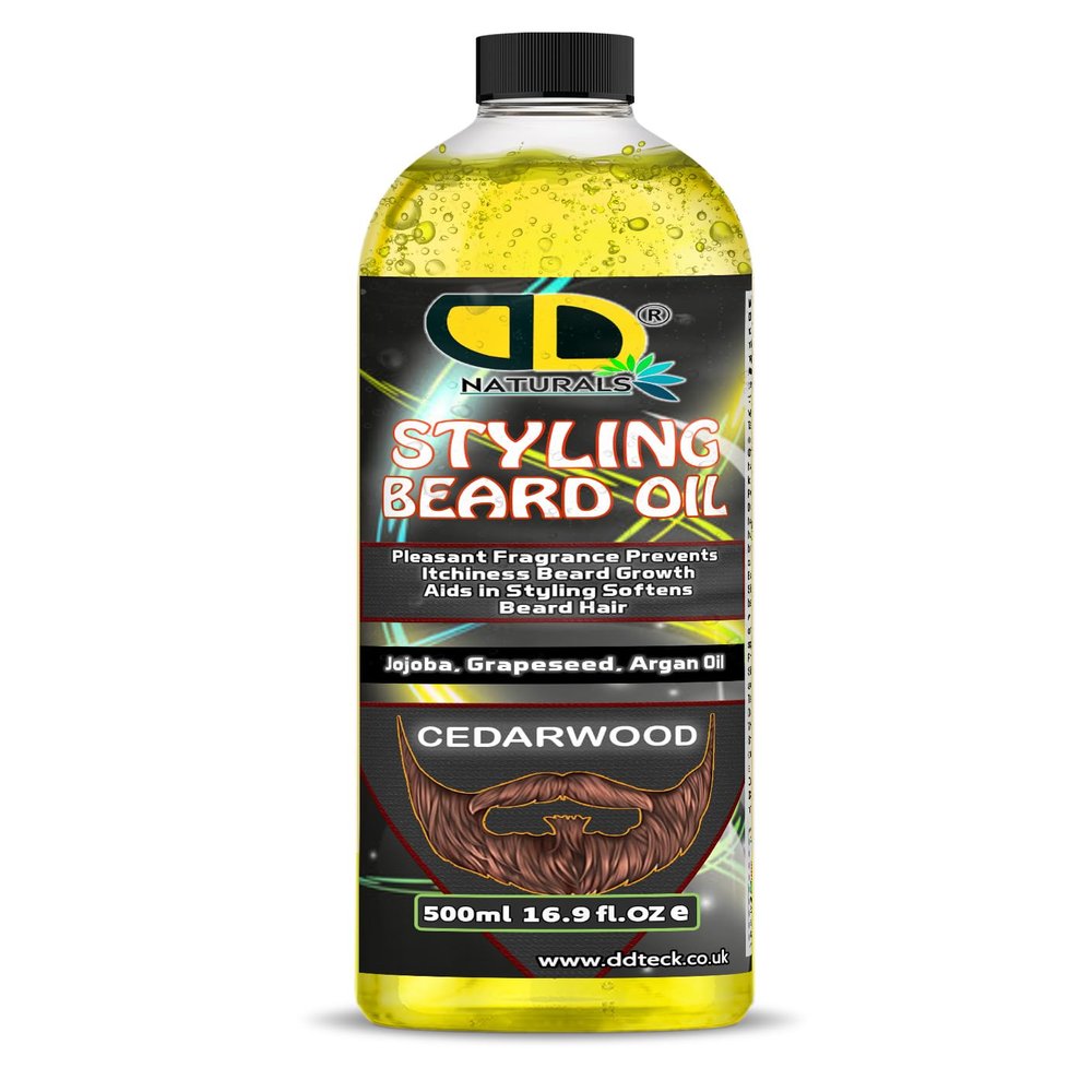Styling Beard Oil with Cedarwood, Jojoba & Grapeseed For Reduces Itchiness & Soothes Skin, Moisturizes and Hydrates the Skin, Softens and Conditions the Beard (500ml)