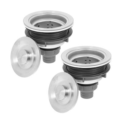 VICASKY 2pcs Kitchen Sink Parts Stainless Steel Sink Strainer Basket Drain Assembly Hair Catcher Deep Drain Strainer