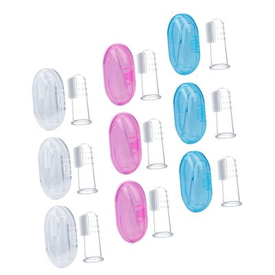 OATIPHO Infant Finger Toothbrush Set Soft 9pcs Silicone Reusable with Storage Boxes Oral Cleaning Brush Teeth and Oral Care for Babies and Young Children for Teething and Everyday Use
