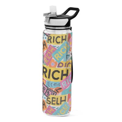 EtherSpher Colorful Cartoon Rich Designed clear plastic sports water bottle for journal portable diary Travel Home Office