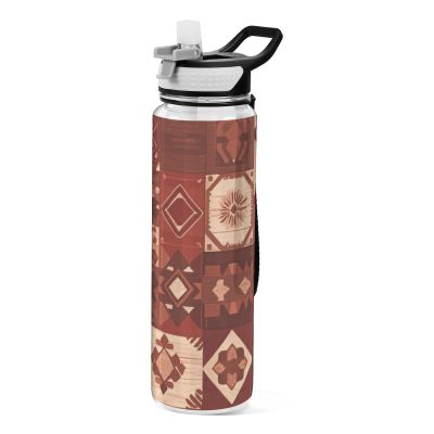 EtherSpher Boho Reddish Brown Regular Texture Designed clear plastic sports water bottle for travelling Unique design decor Sports Home Office Patio