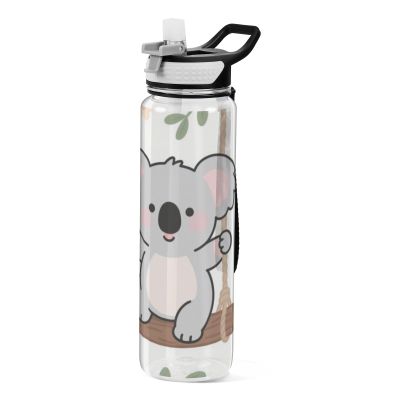 EtherSpher Cute Cartoon Grey Swing Koala Designed clear sports water bottle for travelling portable working Patio Office Home