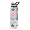 EtherSpher Boho Retro Blue and White Stripes Designed clear sports bottle for working Unique design decor working Home Office Patio view 1