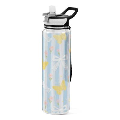 EtherSpher Yellow and Blue Butterfly Bow Designed clear sports bottle for diary Unique design decor Sports Travel Home Office