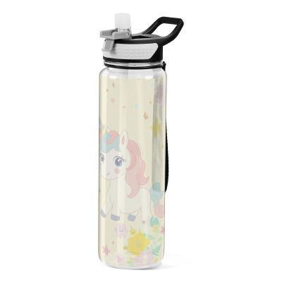 EtherSpher Pastel Rainbow Dreamy unicorns Designed clear sports water bottle for college portablravelling Home Office Patio