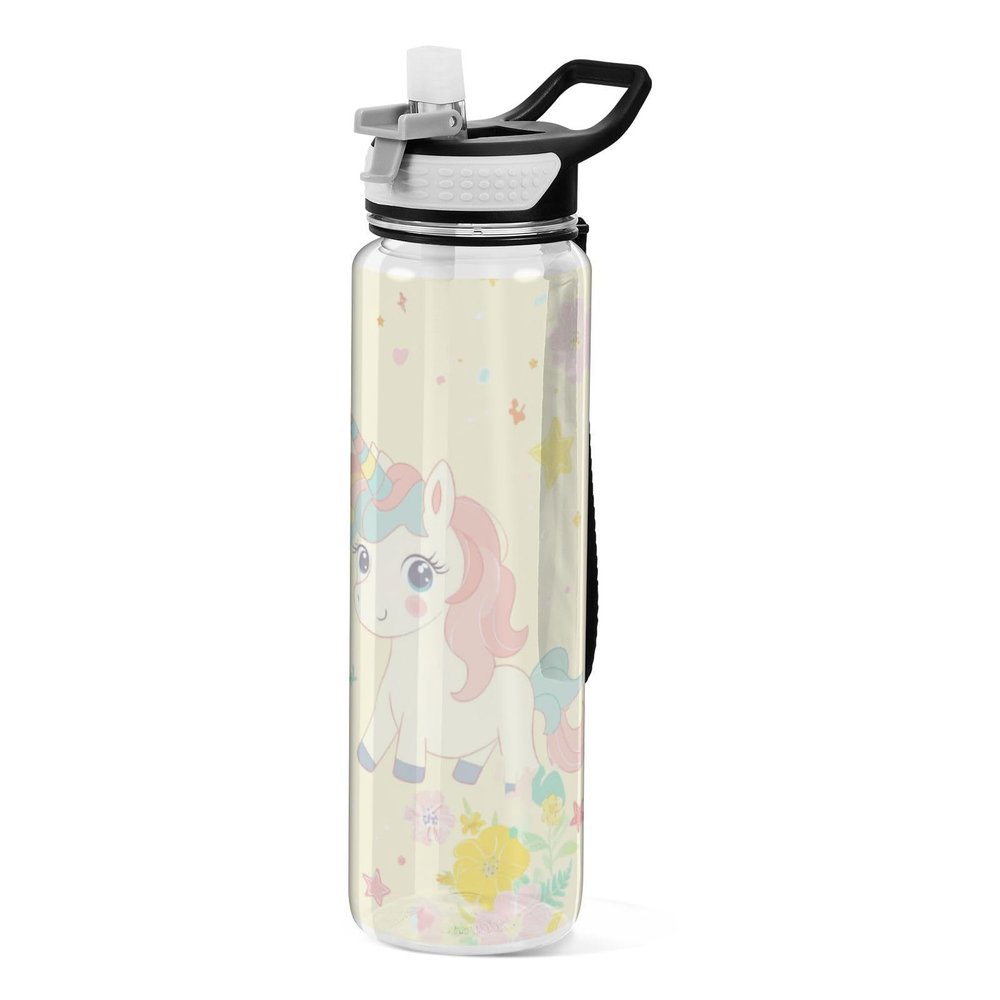 EtherSpher Pastel Rainbow Dreamy unicorns Designed clear sports water bottle for college portablravelling Home Office Patio