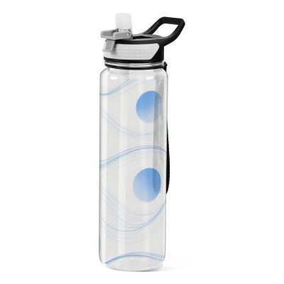EtherSpher Abstract Art Wave Lines Rounds Blue Designed sports plastic water bottle For yoga Unique design decor Sports Patio Office Home