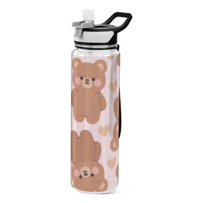 EtherSpher Cartoon Cute Brown Bear Designed clear sports bottle for travelling Unique design decor college Officravel Home