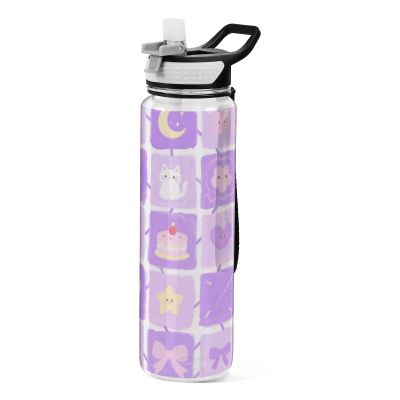 EtherSpher Purple Flower Cake Grid Designed plastic sports bottles baseball for working Unique design decor Sports Patio Office Home