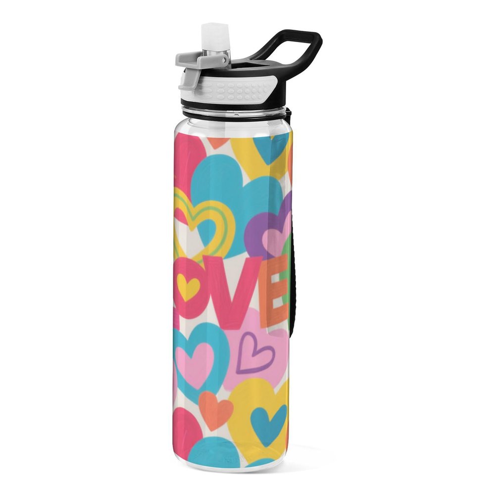 EtherSpher Colorful Cartoon Heart Love Designed plastic sports bottles baseball for diary portable journal Travel Home Office