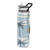 EtherSpher Summer Palm Trees Blue Stripe Designed clear plastic sports water bottle for working Unique design decor journal Travel Home Office view 1