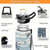 EtherSpher Summer Palm Trees Blue Stripe Designed clear plastic sports water bottle for working Unique design decor journal Travel Home Office view 4