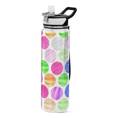 EtherSpher Neon Colored Regular Circles Designed clear plastic sports water bottle for college portablravelling Patio Office Home
