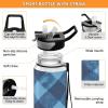 EtherSpher Blue Grid Designed sports water bottle for journal portable working Home Office Patio view 4
