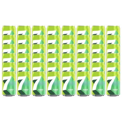 7 ZERO SUGAR Lemon and Lime Flavoured Fizzy Soft Drink with Sweetners Carbonated Soda Free From Artificial Colours 330ml Cans Low in Calories and No Caffeine Recyclable (Pack of 48)