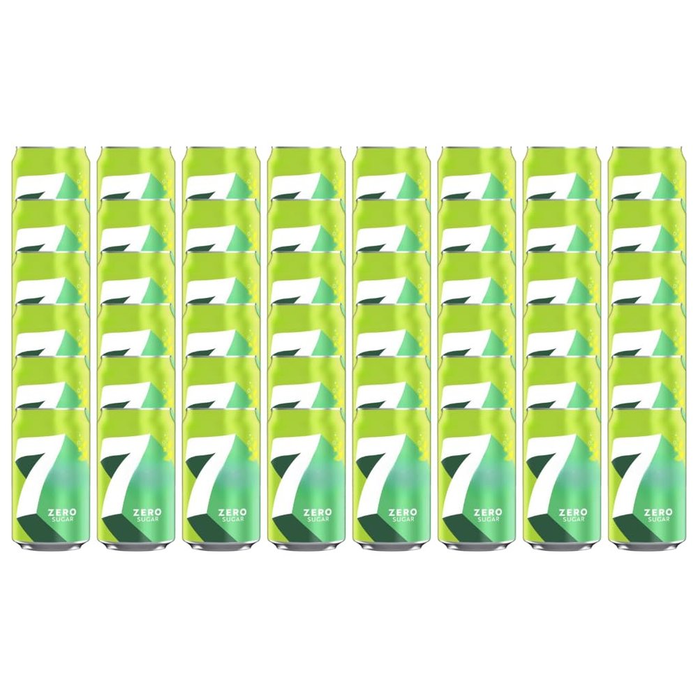 7 ZERO SUGAR Lemon and Lime Flavoured Fizzy Soft Drink with Sweetners Carbonated Soda Free From Artificial Colours 330ml Cans Low in Calories and No Caffeine Recyclable (Pack of 48)