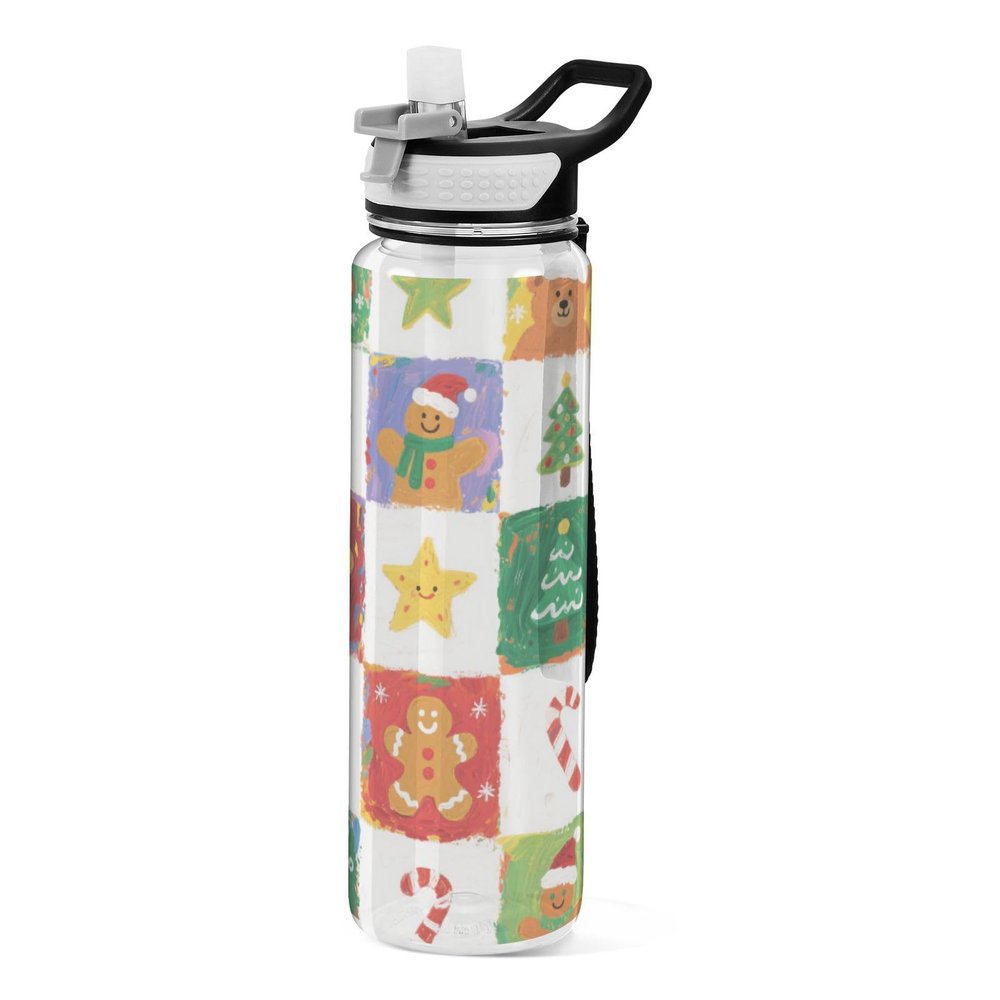EtherSpher Merry Christmas Tree Gingerbread Designed clear plastic sports water bottle for working Unique design decor working Travel Home Office