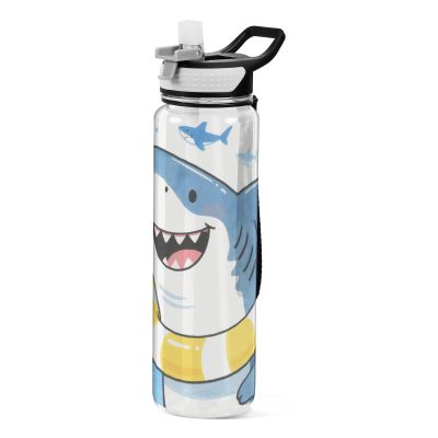 EtherSpher Cute Cartoon Blue Shark Designed plastic sports water bottle for diary portable journal Travel Home Office