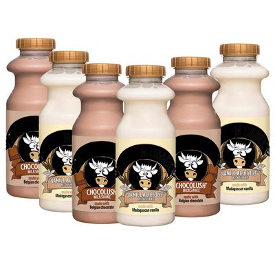 Chocolush, Vanillalicious Mixed Milkshake Bottles 330ml (6 x Bottles)