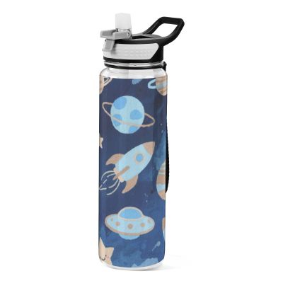 EtherSpher Lovely Blue ROCKETS Planet Designed plastic sports bottles baseball for travelling Unique design decor travelling Travel Home Office