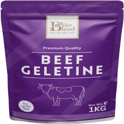 Bake Blend Halal Beef Gelatine Powder 1kg 100% Bovine Derived, High 250 Bloom Strength for Firm Sets, Ideal for Panna Cotta, Mousses, Gummies, Jellies, and Professional Baking