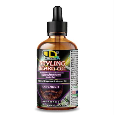 Styling Beard Oil with Lavender, Jojoba & Grapeseed For Reduces Itchiness & Soothes Skin, Moisturizes and Hydrates the Skin, Softens and Conditions the Beard (100ml Glass Dropper)