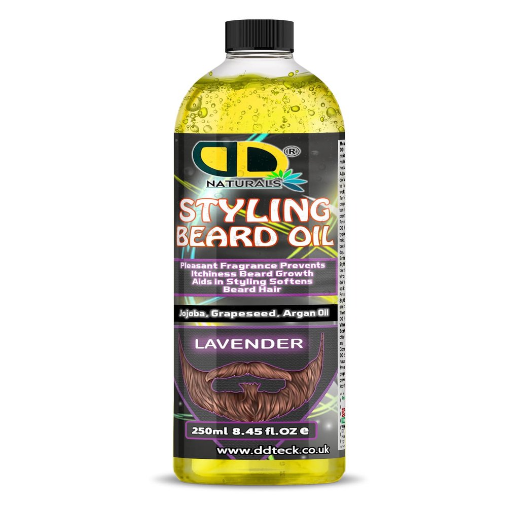 Styling Beard Oil with Lavender, Jojoba & Grapeseed For Reduces Itchiness & Soothes Skin, Moisturizes and Hydrates the Skin, Softens and Conditions the Beard (250ml)