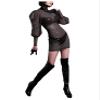 YGZHANYUANOKU Transparent Turtleneck Bodycon Dress Long Sleeve Slim Fit Sissy Party Puff Fetish Customization,Red,7XL view 2