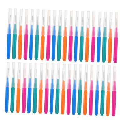 Beaupretty 40pcs Interdental Brush for Braces Push-Pull Stainless Steel Wire Cleaning Tool Green Teepees Dental Brushes