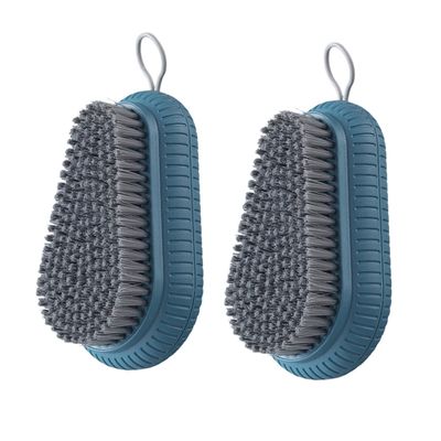 SECFOU 2pcs Blue Abs Multifunction Scrubbing Brush for Shoes and Clothes with Hanging Style and No Easy Deformation Suitable for Home Bathroom Cleaning