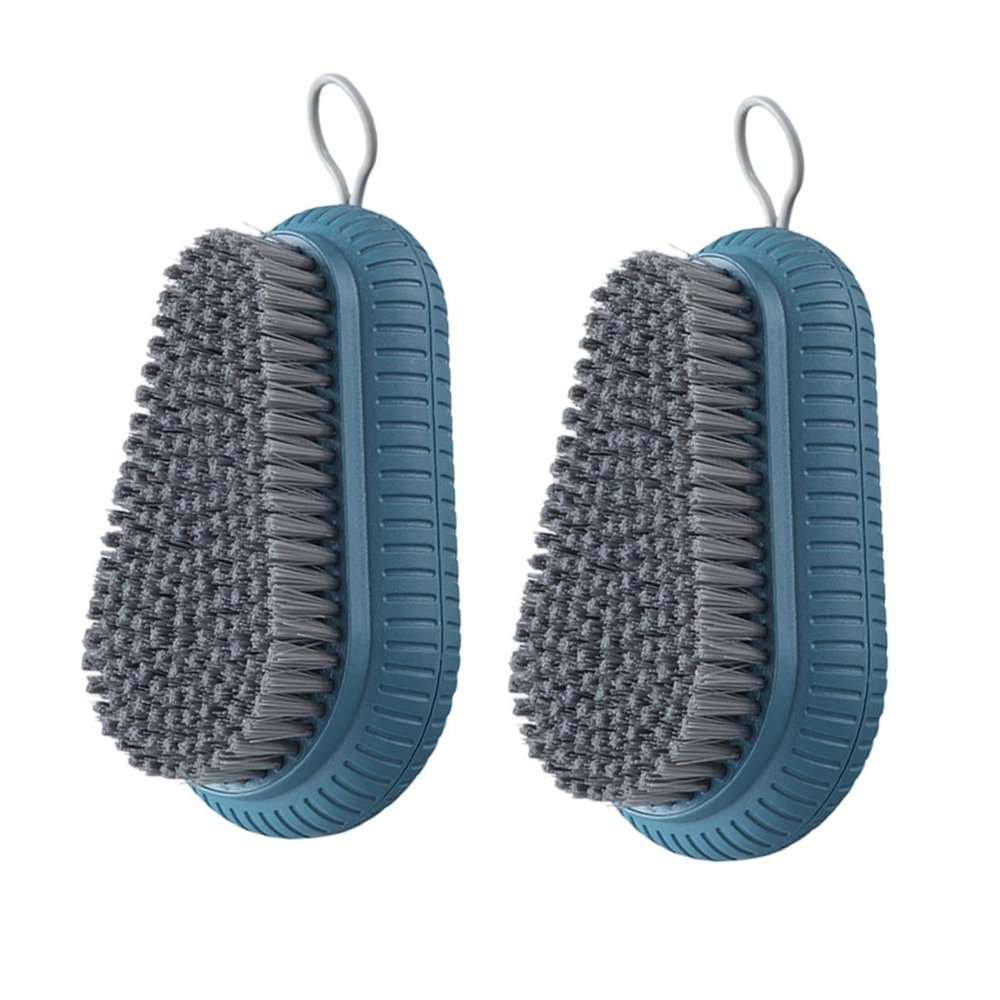 SECFOU 2pcs Blue Abs Multifunction Scrubbing Brush for Shoes and Clothes with Hanging Style and No Easy Deformation Suitable for Home Bathroom Cleaning