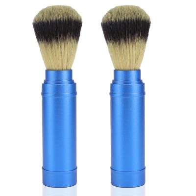 2PCS Travel Shaving Brush, Badger Hair Shaving Brush Aluminum Portable Facial Foaming Grooming Tool for Men Shave Beard Bathroom Supplies