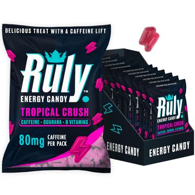 Ruly Energy Gummies (12 Pack) Caffeinated Energy Chews - 80mg Caffeine Per Pack, Microboost Flexible Dosing - Pre Workout Gummies, Running Sweets - Coffee Alternative with Guarana, Vitamin B12 & B6
