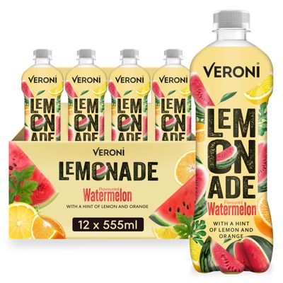 Veroni Refreshing Watermelon Lemonade, 12 x 555ml Bottles With Zesty Lemon and Orange