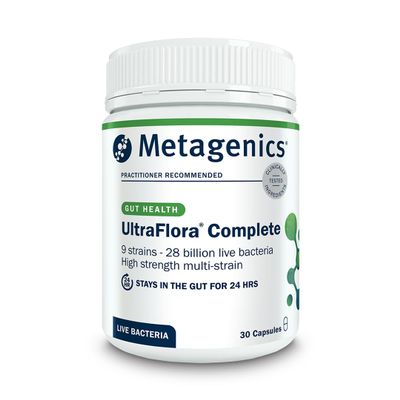 Metagenics UltraFlora Complete - 9-in-1 Multi-Strain Support with 28 Billion CFU - Live Bacteria, Vitamin D, B1 and B2 - Immune Support, Gut Health & Normal Mucous Membranes - 30 Capsules