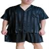 2-piece Mens Silk Pajamas Set Plus size Button-Down Short Sleeve Shirt Top Soft Satin Sleepwear With Pocket Loungewear(XX-Large) Black view 1