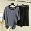 2-Piece Mens Shorts Pajama Sets Summer Short Sleeve Henley Modal Shorts Pjs Set with Henley Top Lounge Set(Grey,5X-Large) view 2