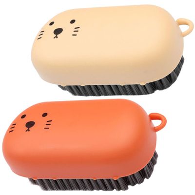CALLARON 2pcs Soft Bristle Laundry Brush for Clothes Washing Multi-function Cleaning Cat Design Scrubbing Brush Portable Clean Tool for Home Use