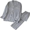 Men's Button Down Pajama Set 2-Piece Cotton Long Sleeve Sleepwear Solid Color Loungewear Pjs Sets(Light Gray,Medium) view 1