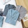 Men's Button Down Pajama Set 2-Piece Cotton Long Sleeve Sleepwear Solid Color Loungewear Pjs Sets(Light Gray,Medium) view 4