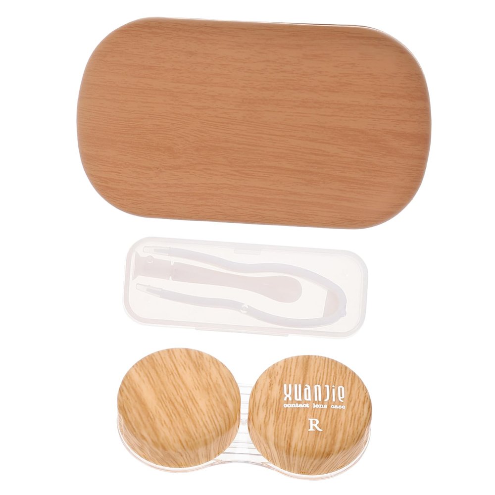 DINHEAROM Portable Contacts Lens Holder Case with Good Sealing Performance and Leather Lining, Lightweight Dual Compartment Eye Lens Case for Travel Storage and Leak Prevention