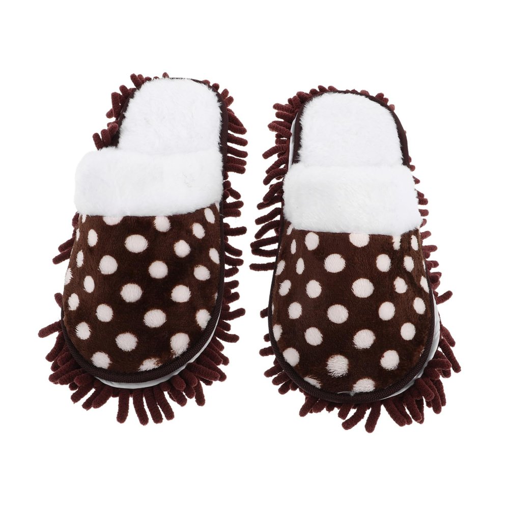 COLLBATH Women Mop Slippers for Floor Cleaning with Thickened Sole, Coffee Coral Fleece Material, Floor-friendly and Washable Design, for Winter Household Chores