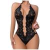 2025- Floral Lace Lingerie Teddy Bodysuit Open Bras for Women (Black, XL) view 1
