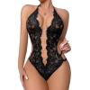 2025- Floral Lace Lingerie Teddy Bodysuit Open Bras for Women (Black, XL) view 2