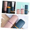 Beaupretty 3pcs Toiletries Travel Toothbrush Cup Reusable Plastic Storage Case Organizer Toothpaste Container Portable Bathroom Travel view 3