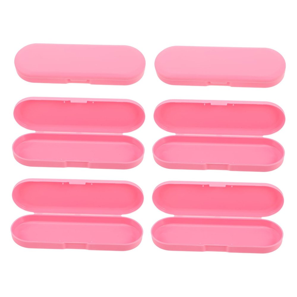 Beavorty 6pcs Pink Plastic Lidded Storage Boxes for Small Accessories