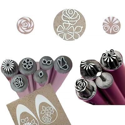 10 Nail Art Stamping Pens, Dual-End Dotting Tools with Floral & Geometric Patterns, Professional Metal Alloy Decoration Set
