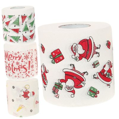 4 rolls Christmas Pattern Toilet Paper Fun Decorative Bathroom Tissue Festive Designs for Holiday Celebrations for Parties Daily Use Creative Xmas present Idea