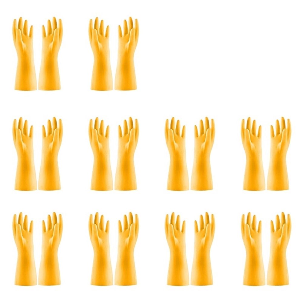 10 Pairs Of Pvc Cleaning Gloves Waterproof Wear-resistant Non-slip Latex Material Housework Laundry Washing Dishes Kitchen for Medical, Cooking, Cleaning, Multi Use(Oxford Yellow x10,78*92cm)