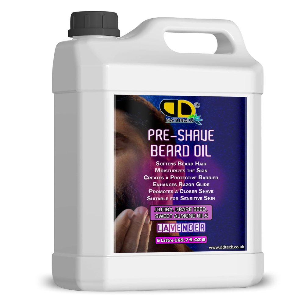 Pre-Shave Beard Oil with Lavender Soothes Sensitive Skin, Softens Hair, Enhances Razor Glide & Reduces Tug & Irritation Natural Jojoba, Grapeseed & Sweet Almond Oils (5 Litter)
